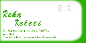 reka keleti business card